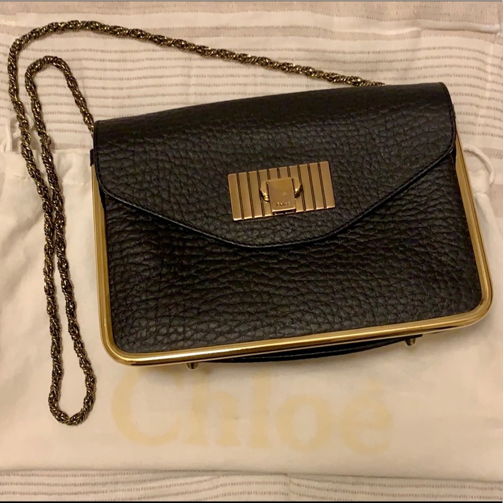 Chloe small sally handbag with gold frame and gold chain- dust bag included